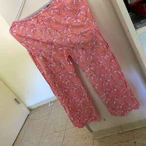Pink and white Hawaiian print pj bottom